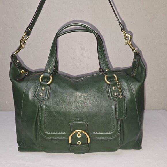 COACH Campbell Large Racer Green Leather Carryall Tote Shoulder Bag F25151 - Picture 1 of 14